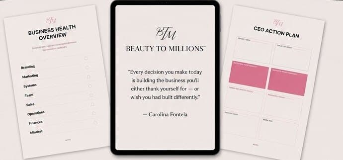 Beauty to Millions worksheets, shown on a tablet and in print